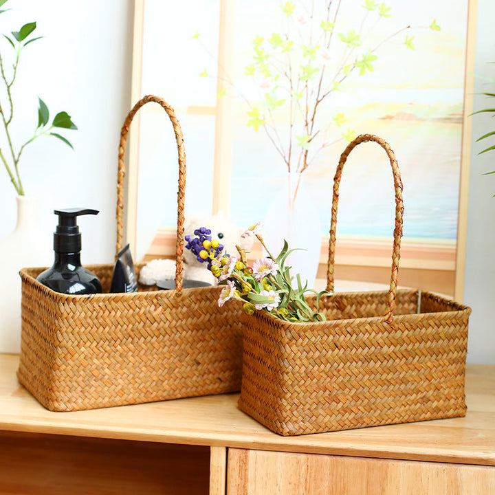 Handwoven Natural Fiber Carrying Basket Stornfield
