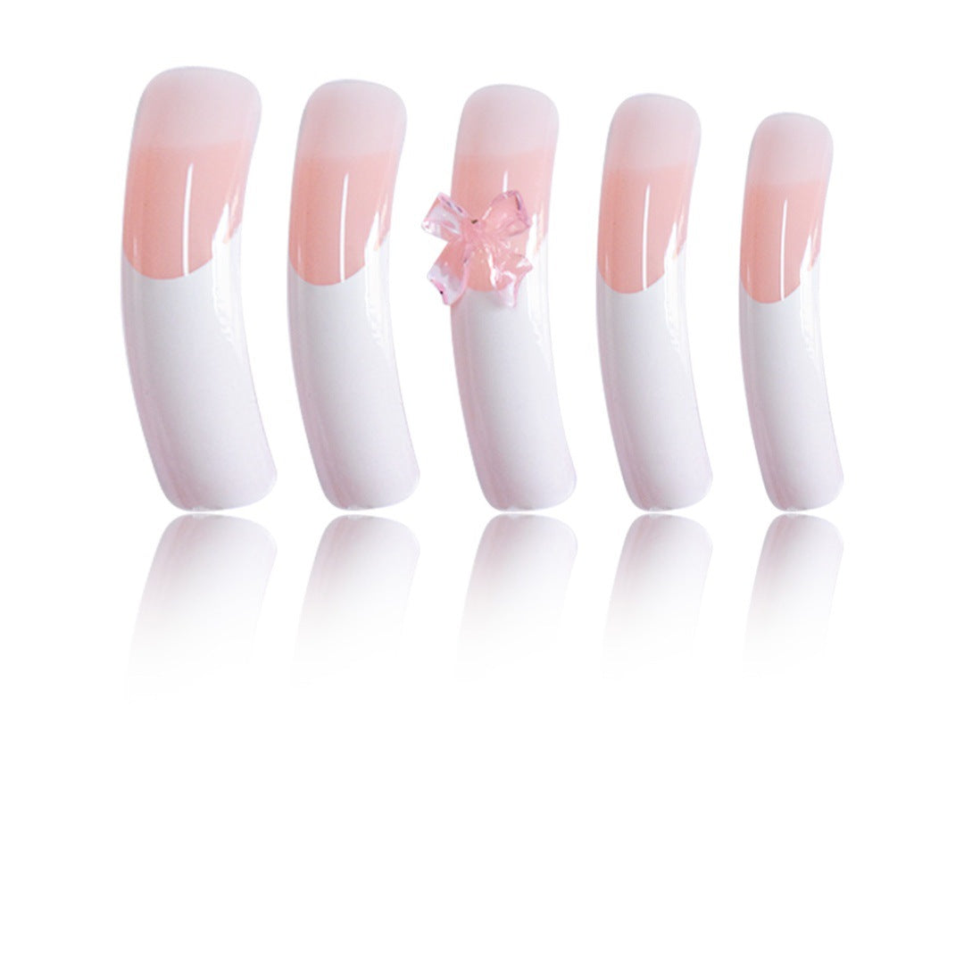 Stylish Acrylic Press-On Nail Extensions with Decorative Bow Stornfield
