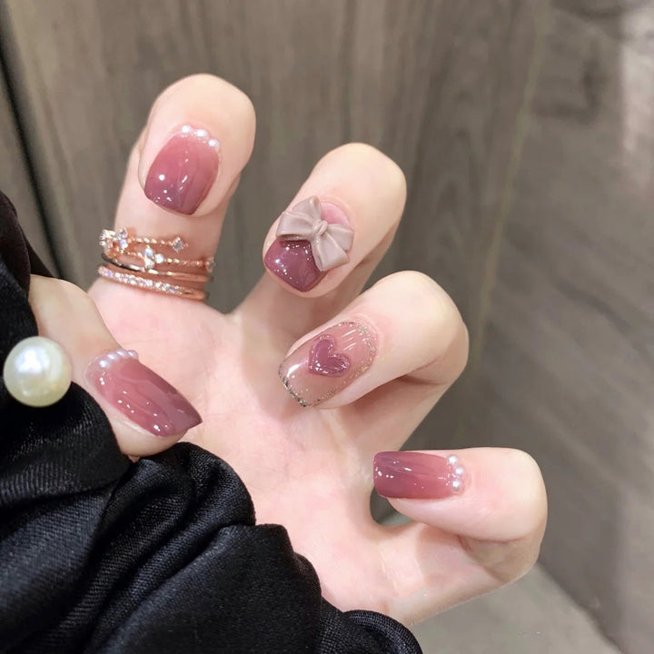 Artificial nail tips with bow design Stornfield