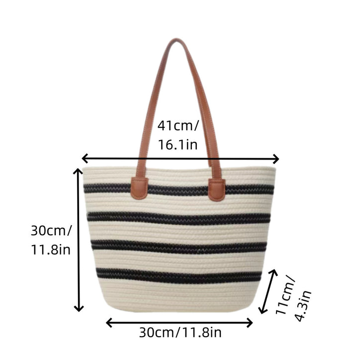 Spacious straw tote bag with leather handles Stornfield