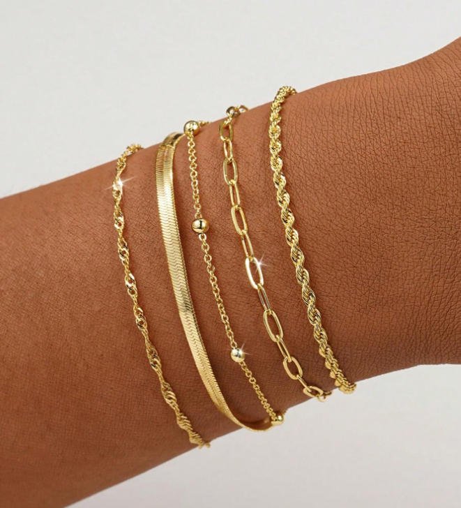 Layered Silver Chain Bracelet Set Stornfield