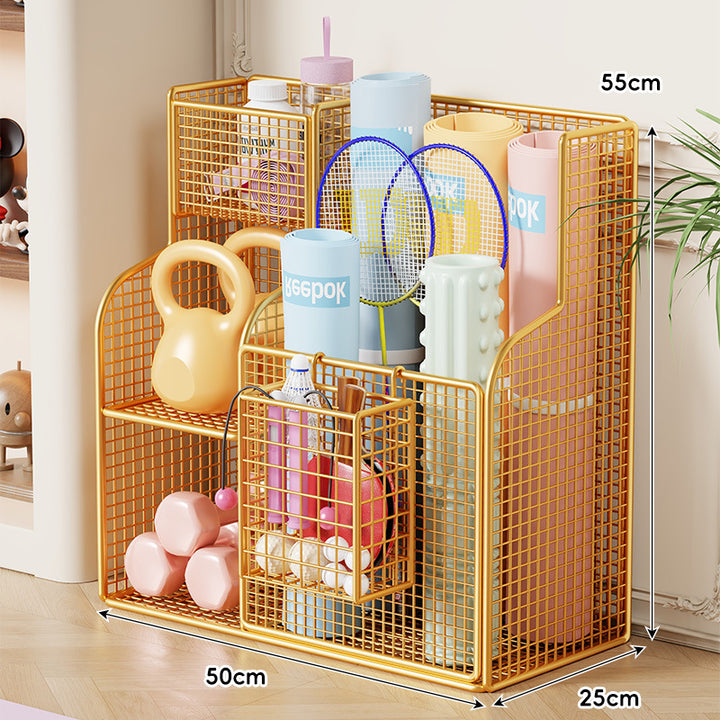 Compact Over-Cabinet Hanging Wire Grid Storage Basket with Dual Hooks