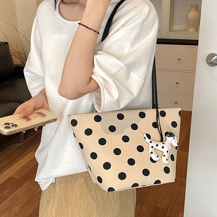 Polka Dot Canvas Shoulder Tote Stornfield