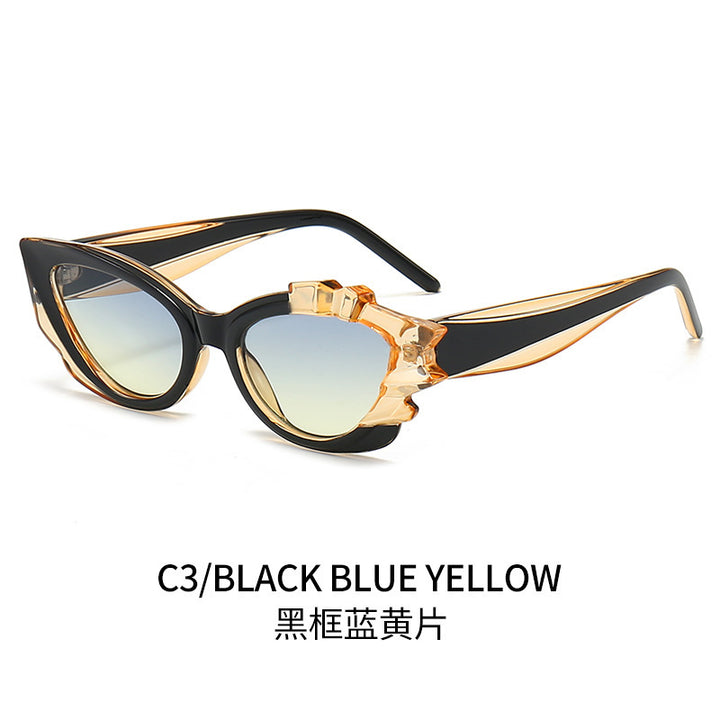 Ladies Cat-Eye Sunglasses with Eye-Catching Flower Frame Stornfield