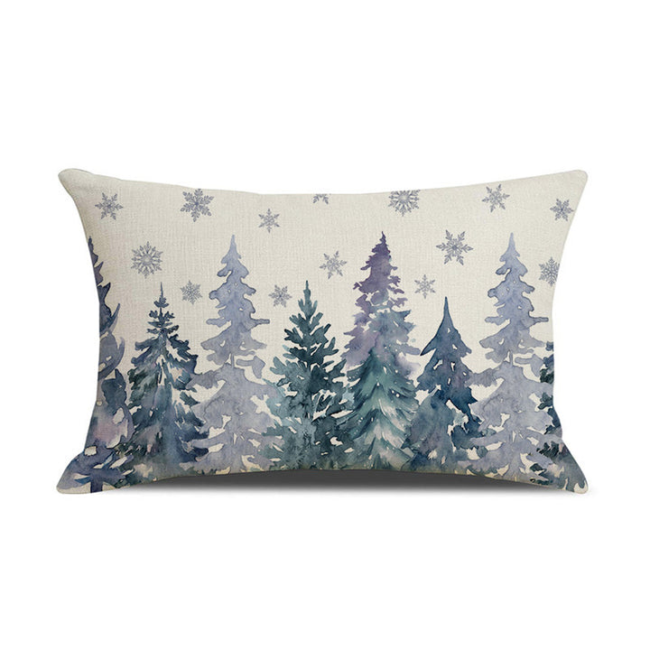 Decorative Rectangular Linen Cushion Cover with Nutcracker Ballet Christmas Print