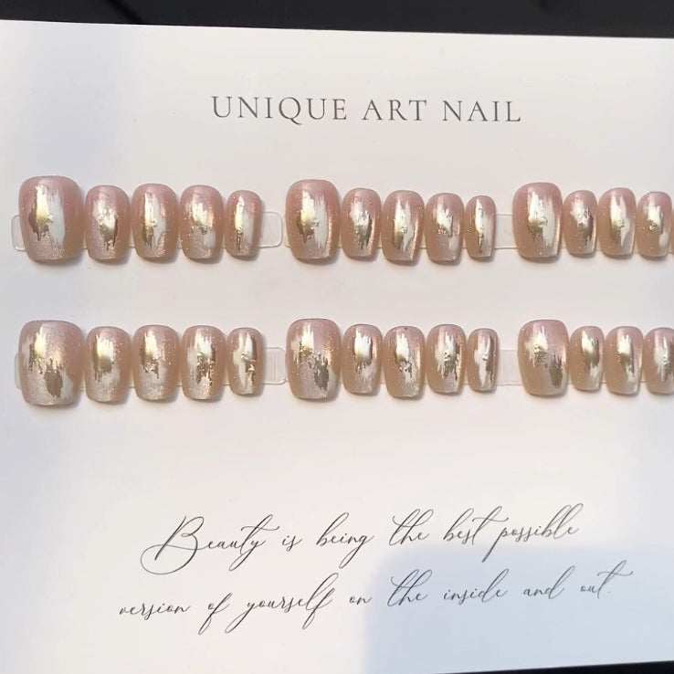 Elegant Gold-Accented Press-On Nail Set