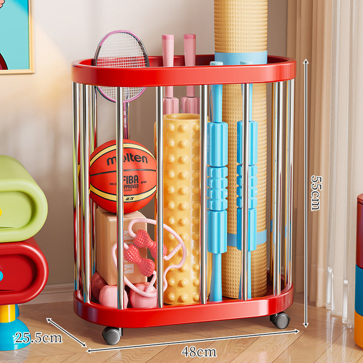 Vertical Rolling Sports Equipment Storage Caddy with Open-Bar Frame and Swivel Casters