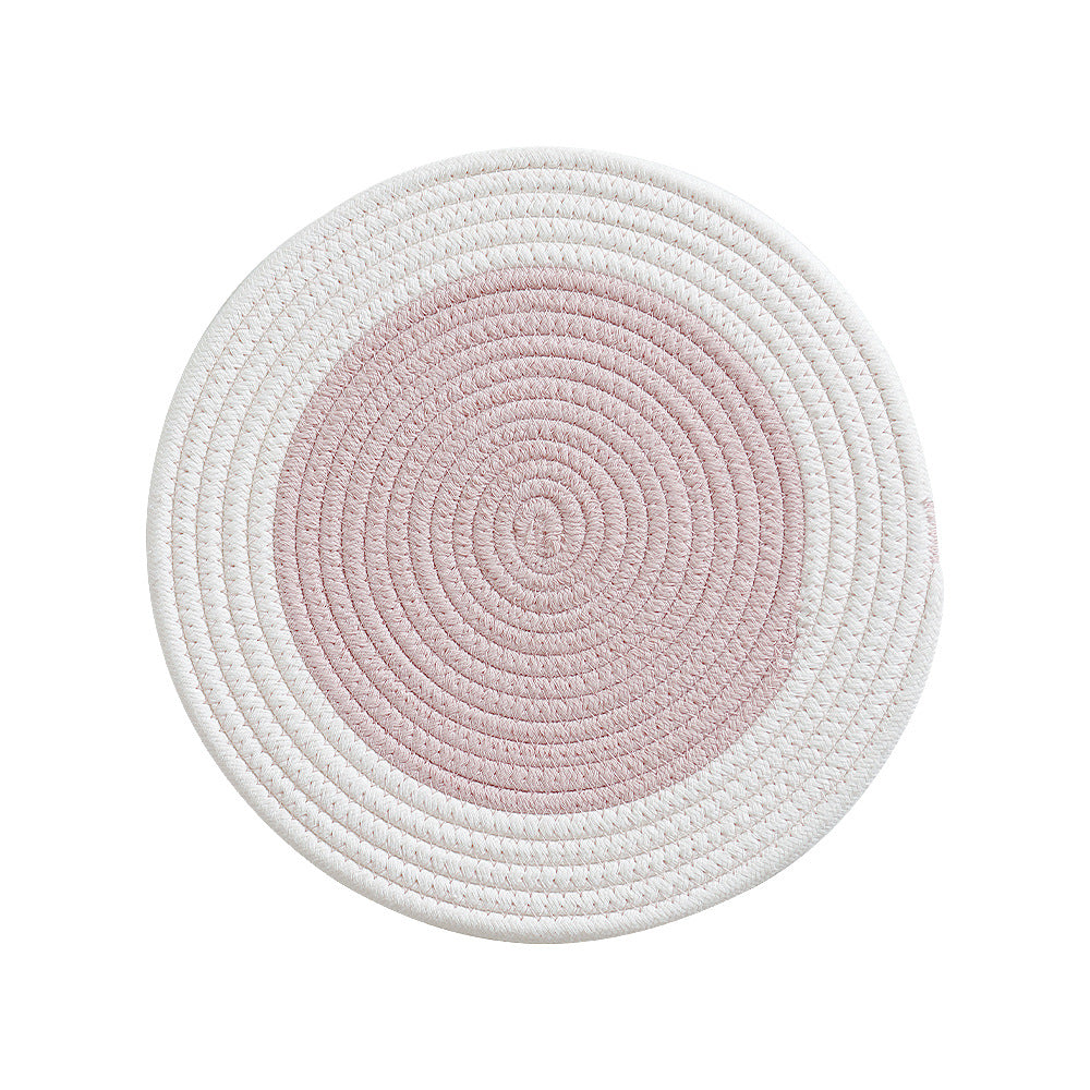 Round woven cotton braided rug for living and entrance area Stornfield