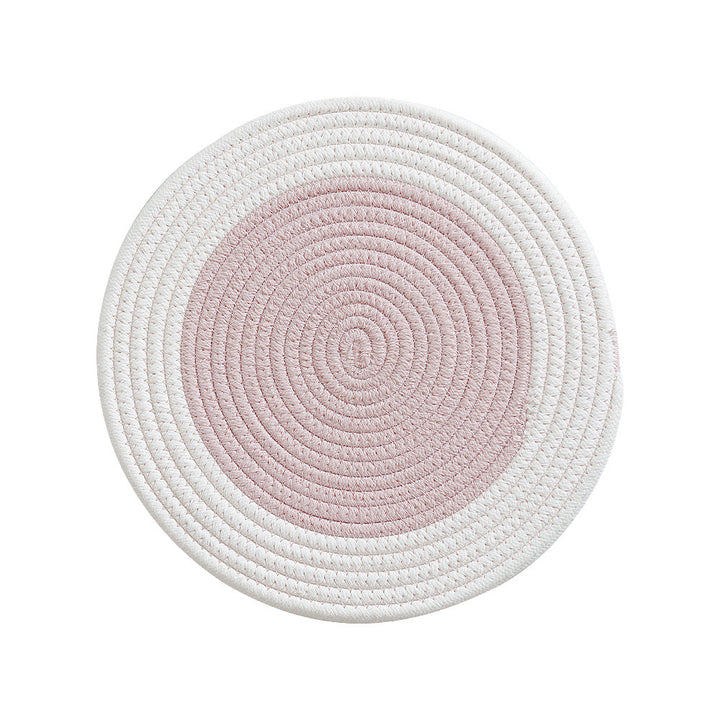 Round woven cotton braided rug for living and entrance area Stornfield