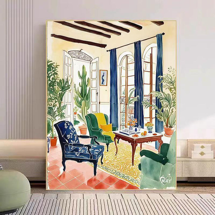 Cozy Living Room Watercolor Art Print Stornfield