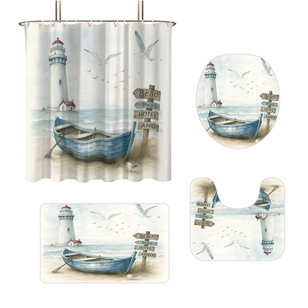 Coastal Lighthouse-Themed Four-Piece Bathroom Set Stornfield