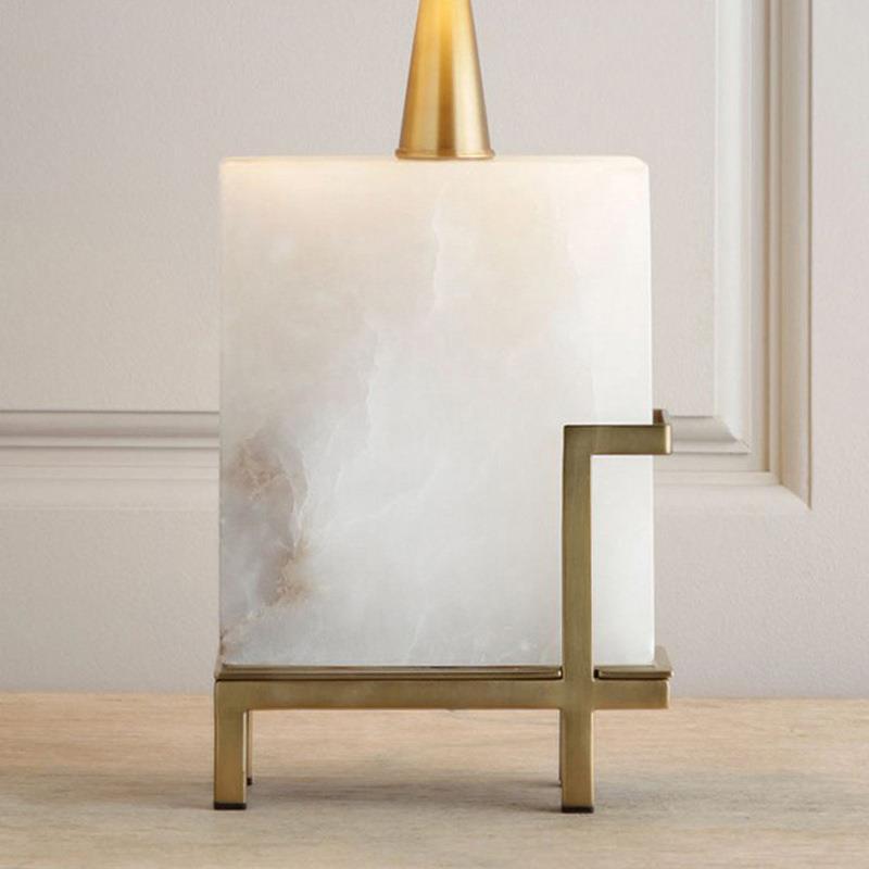 Luxurious Alabaster Table Lamp with Brass Base