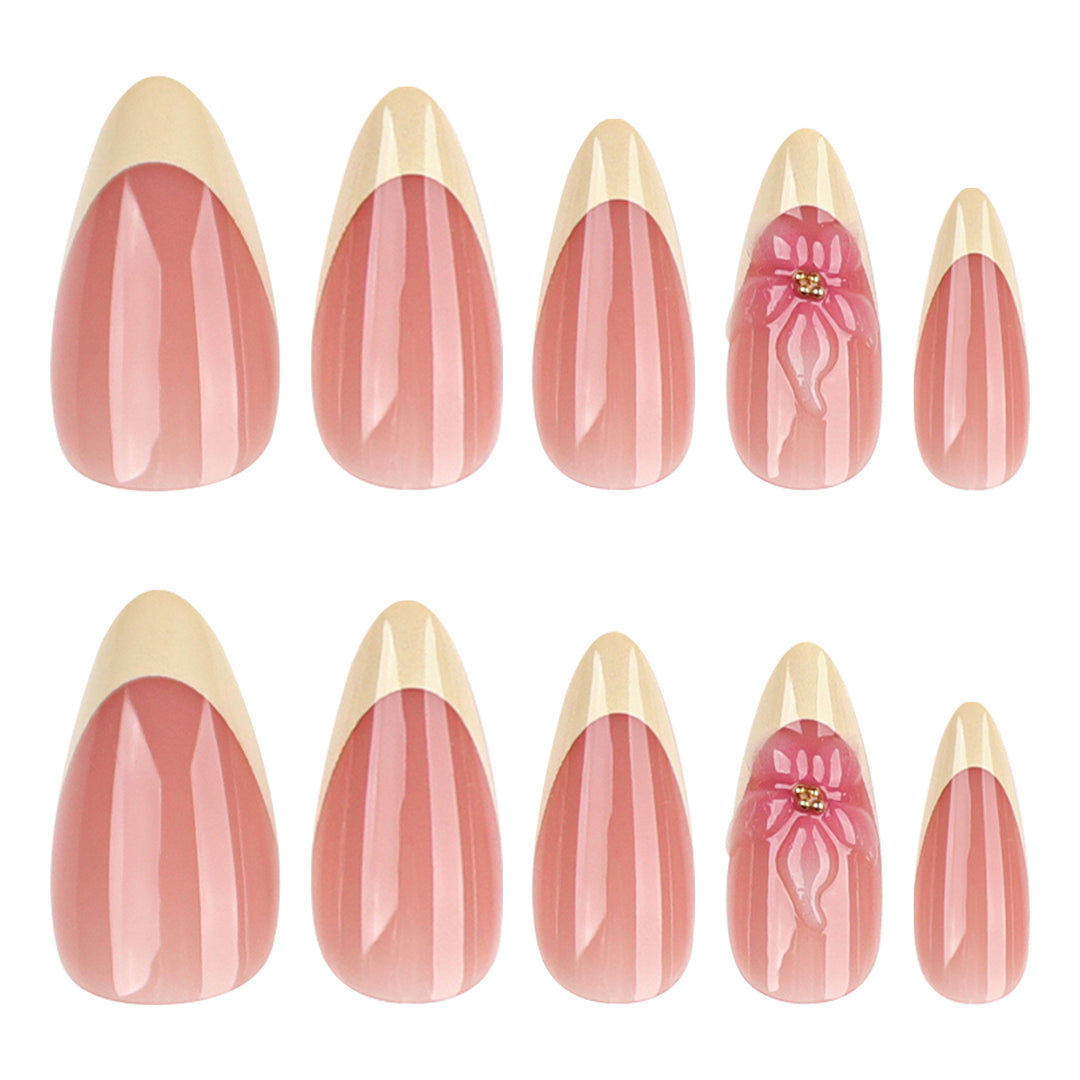 Artful stiletto nails with elegant flower accent Stornfield