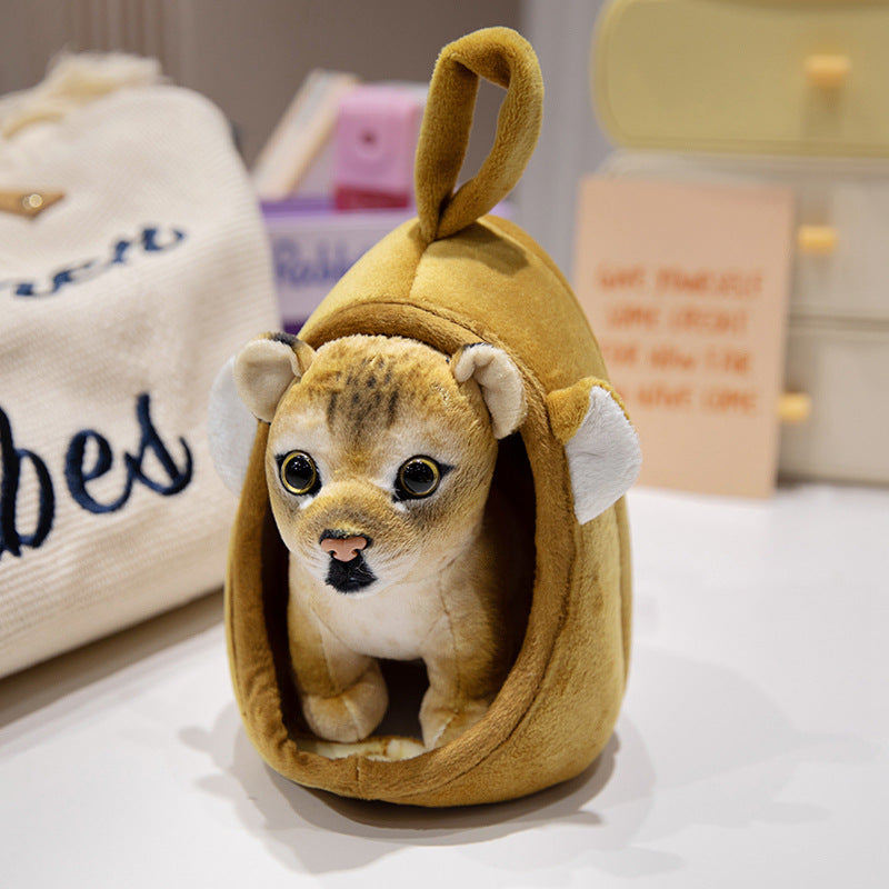 Plush Tiger Peekaboo Nest Comforter Toy with Hooded Pocket and Removable Cub Stornfield