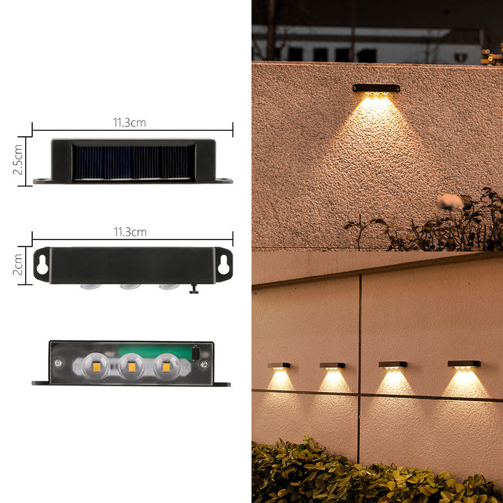 Compact Solar Motion-Sensor LED Wall Light For Outdoor Steps And Fences Stornfield