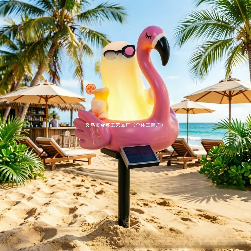 Whimsical Solar Flamingo Garden Stake Lantern With Integrated LED Character And Ground Spike Stornfield