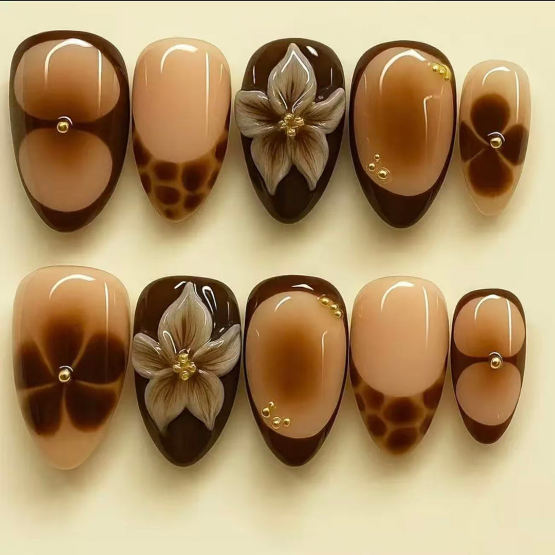 Elegant Nature-Inspired Press-On Nail Art Stornfield