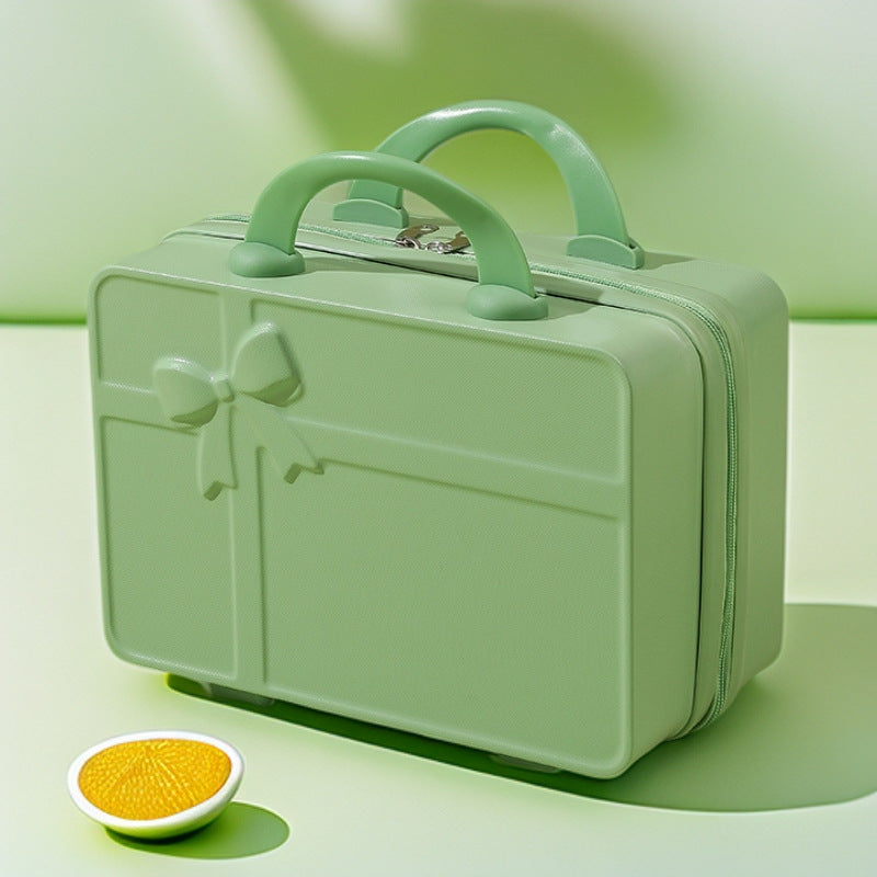 structured hard-shell cosmetic travel case with embossed bow and dual top handles Stornfield