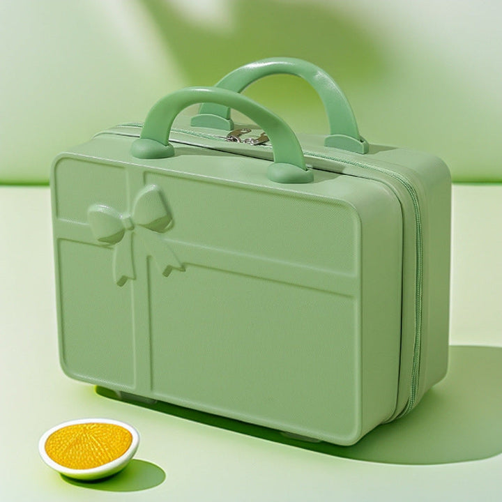 structured hard-shell cosmetic travel case with embossed bow and dual top handles Stornfield