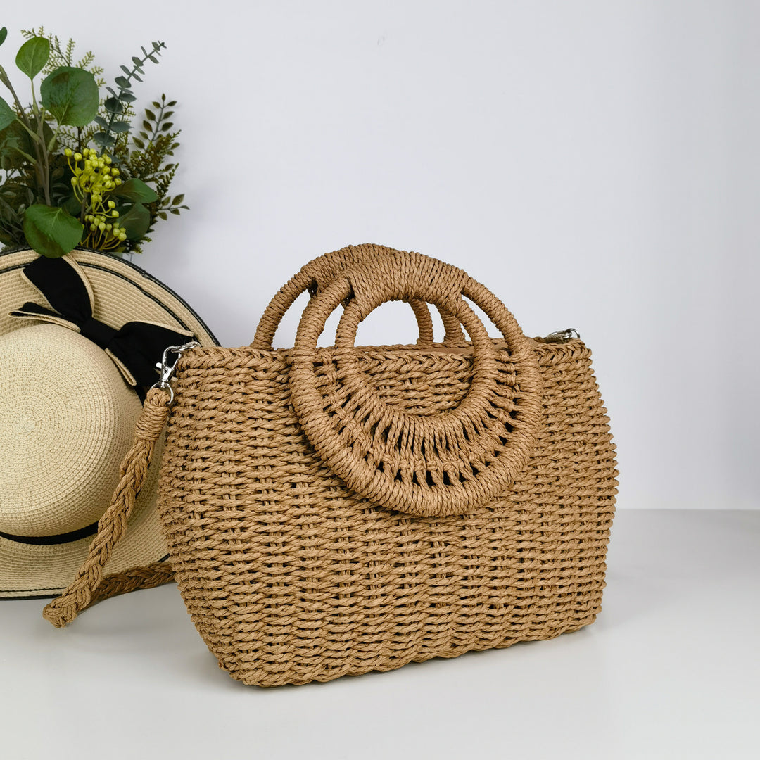 Handcrafted rattan bag with shoulder strap Stornfield