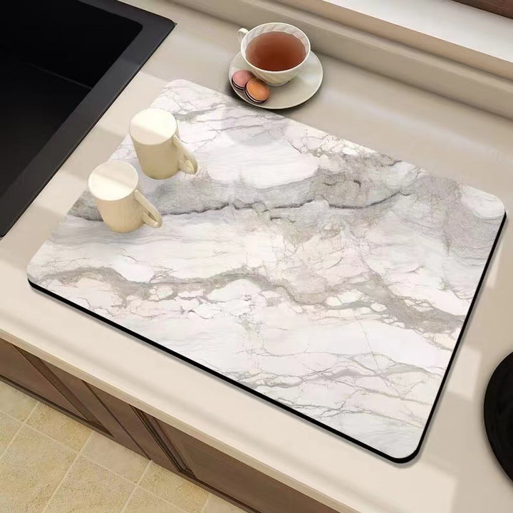 Marble-Inspired Kitchen Counter Mat Stornfield