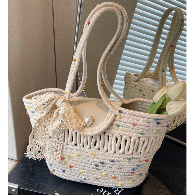 Women's Fashion Handbag with Colorful Cotton Weave Stornfield