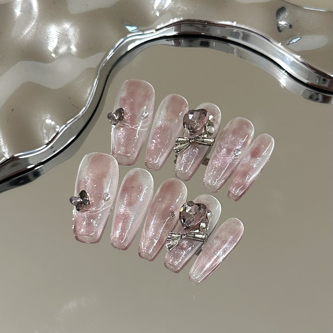 Glamorous Crystal-Embellished Press-On Nail Set