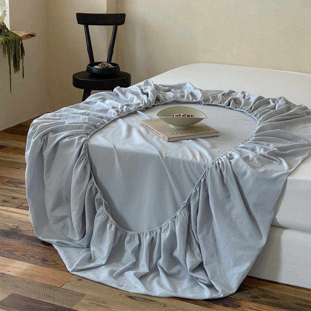 Deep-Pocket Elasticized Ruffled Fitted Sheet with Gathered Skirt
