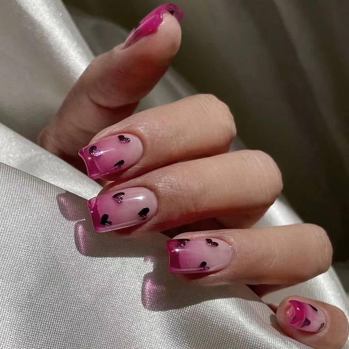 Heart-Embellished Ombre Press-On Nails Stornfield