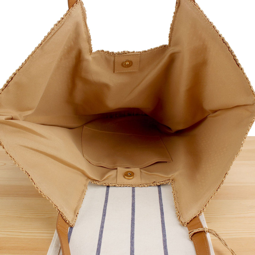Handbag Made of Handwoven Raffia with Elegant Leather Accents Stornfield