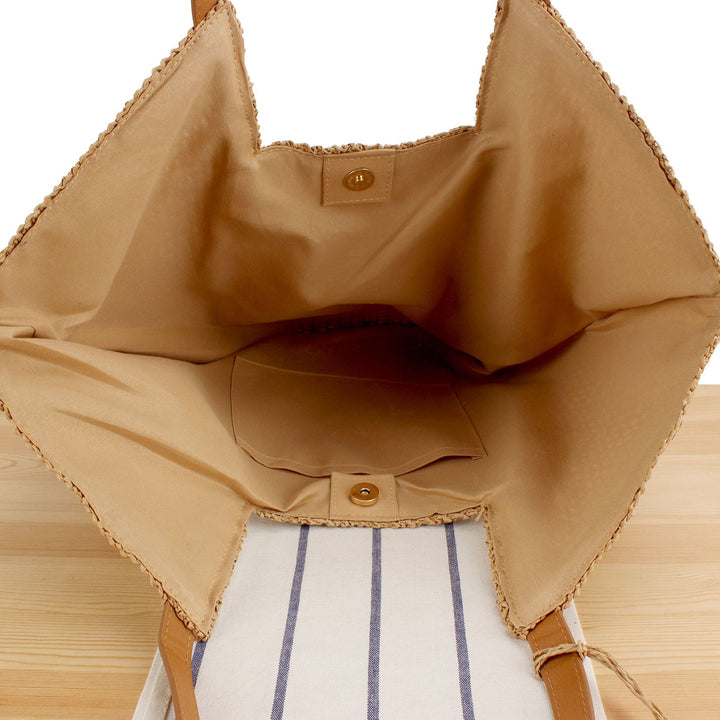 Handbag Made of Handwoven Raffia with Elegant Leather Accents Stornfield