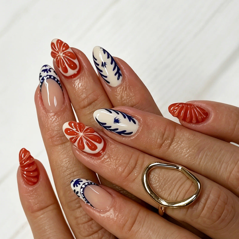 Floral Artistic Press-On Nail Set Stornfield