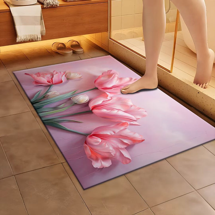 Artistic Floral Design Bath Mat Stornfield