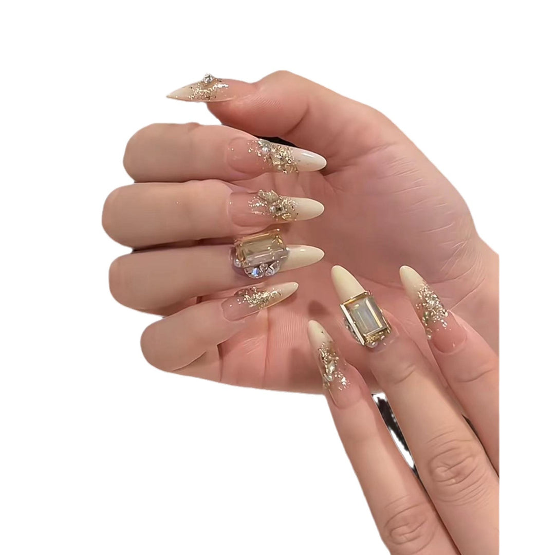 Glamorous Stiletto Press-On Nail Set with Metallic Accents Stornfield
