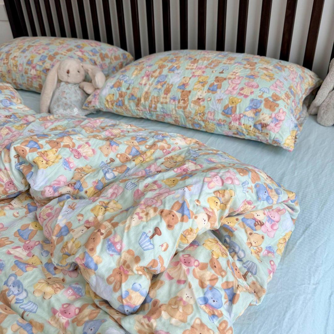 Floral Cotton Reversible Duvet and Sheet Nursery Bedding Set