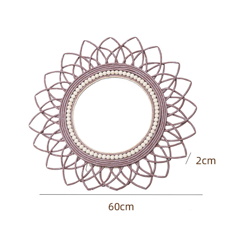 Decorative wall mirror with rattan frame Stornfield