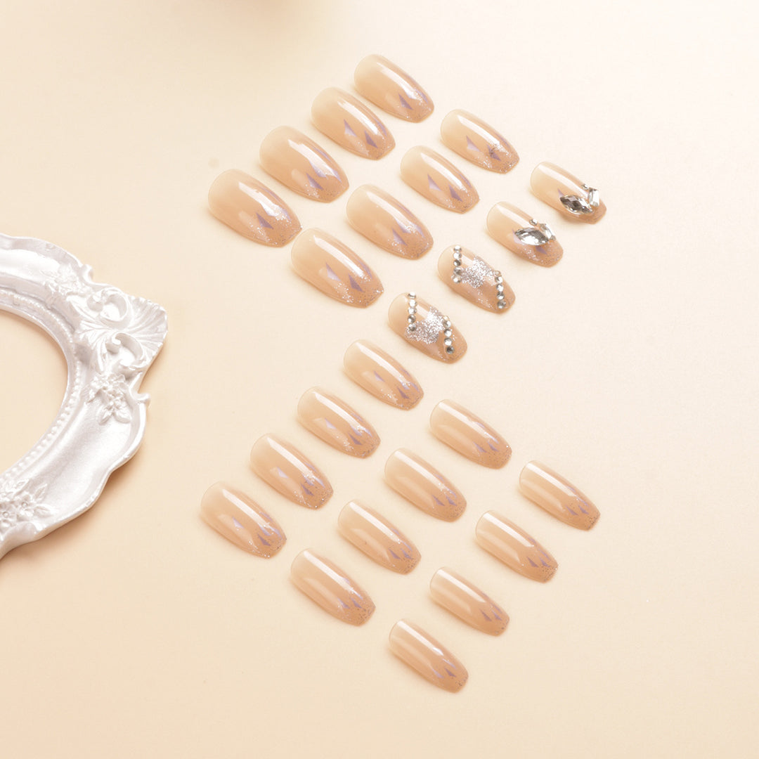 Artistic Crystal-Embellished Press-On Nail Set Stornfield