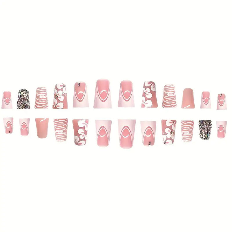 Glamorous 3D Floral Press-On Nail Art Stornfield