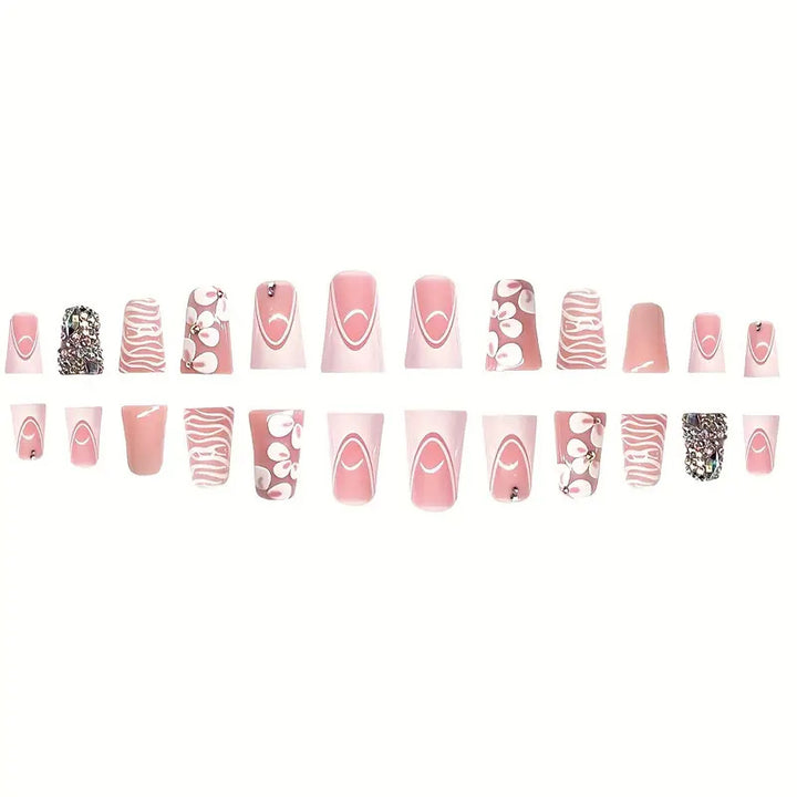 Glamorous 3D Floral Press-On Nail Art Stornfield