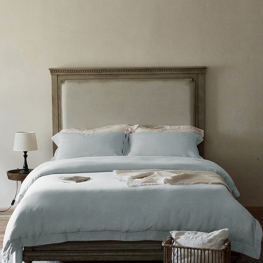 Washed French Linen Duvet Cover and Pillowcase Set with Envelope Closure