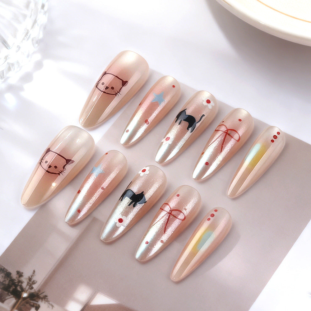 Whimsical Cat-Themed Press-On Nails Stornfield