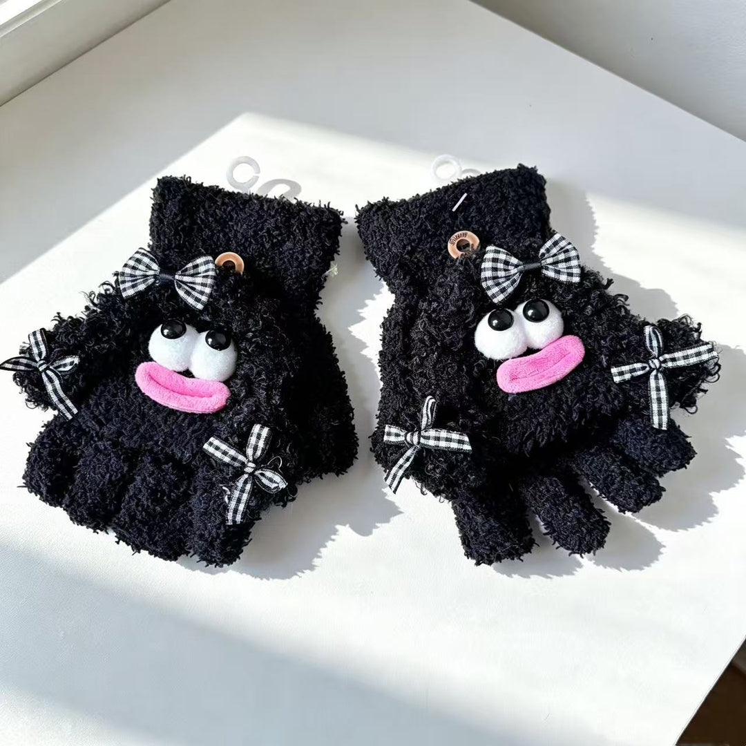 Cute Plush Character Fingerless Gloves Stornfield