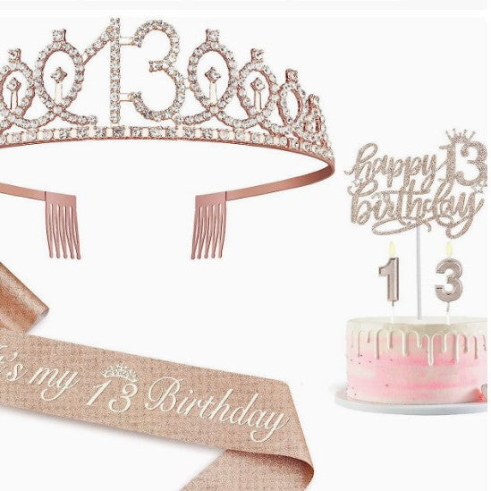 Ladies Glittering 18th Birthday Crown with Festive Sash Stornfield