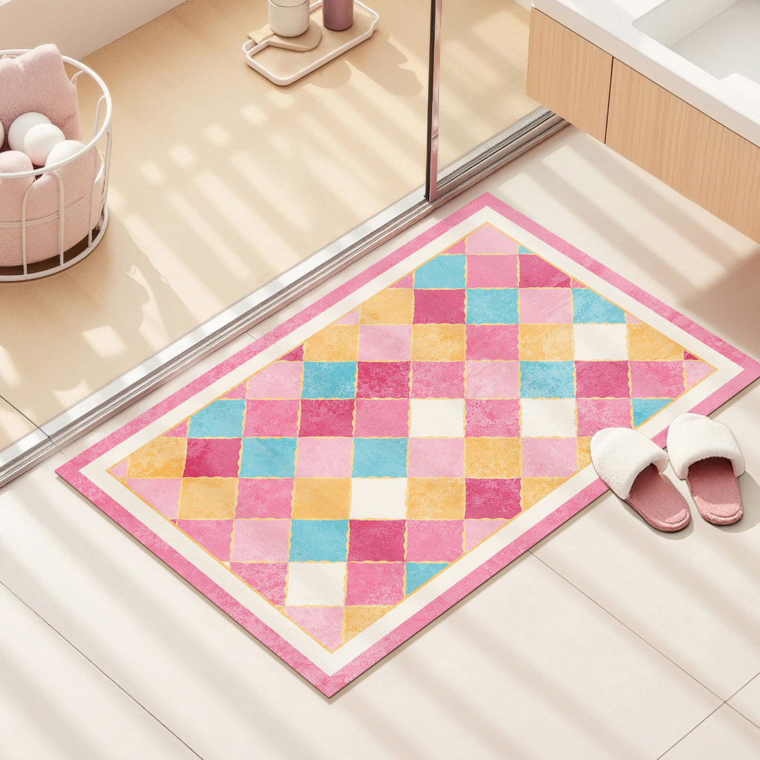 Colorful Geometric Pattern Bath Mat