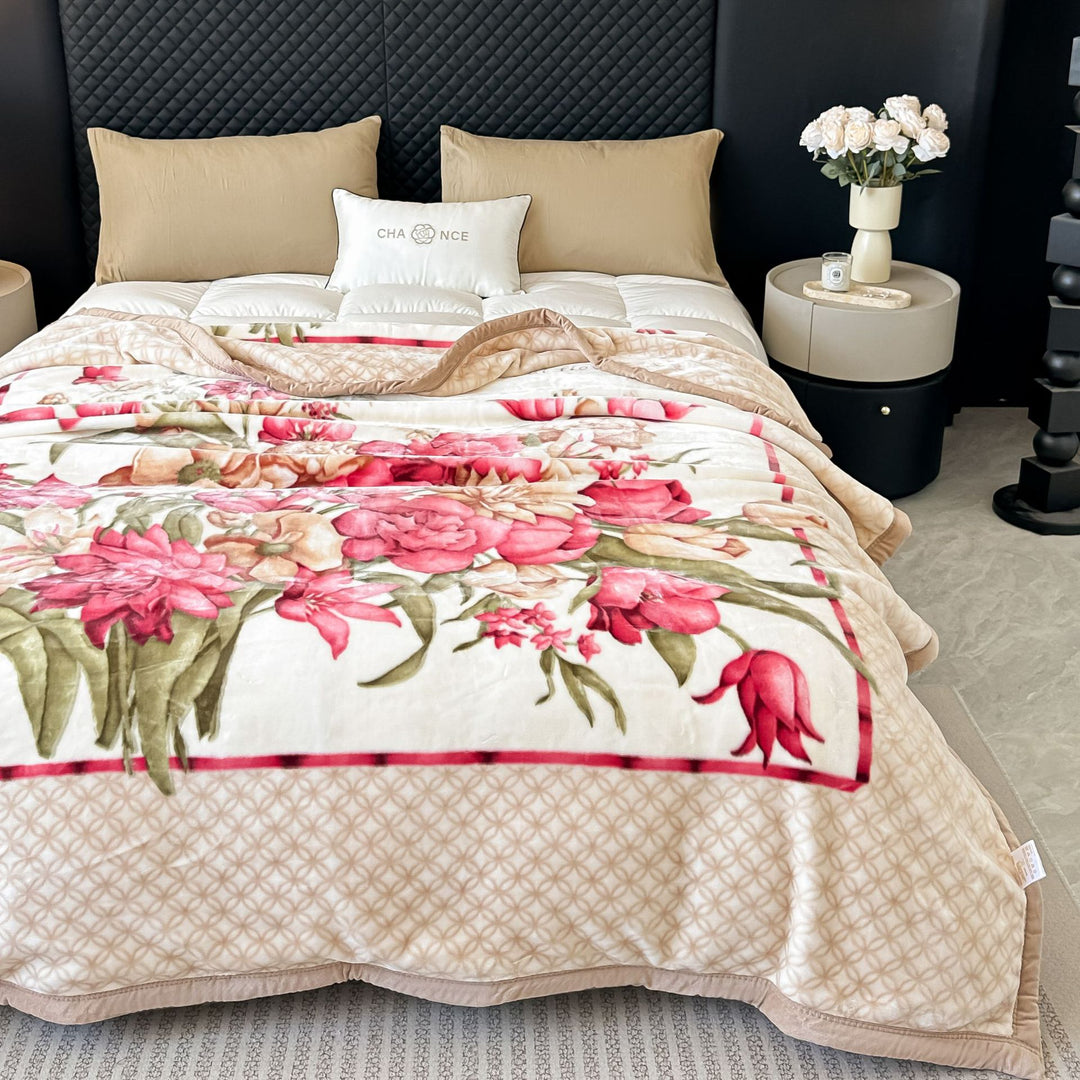 Floral Patterned Fleece Throw Blanket Stornfield