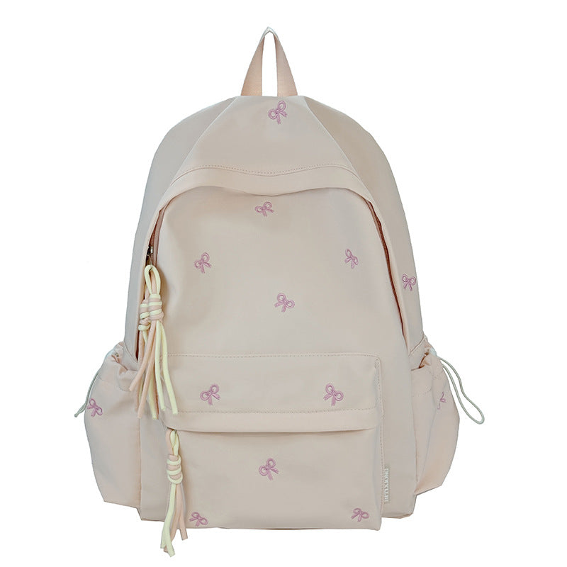 Backpack with Charming Bow Design and Practical Compartments Stornfield