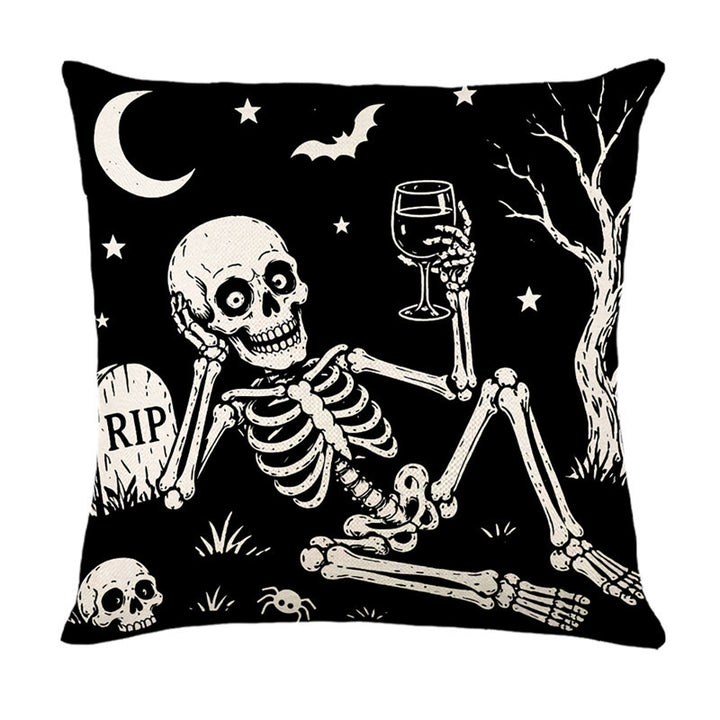 Halloween Ghost Cotton-Linen Square Throw Pillow Covers Set with Hidden Zipper
