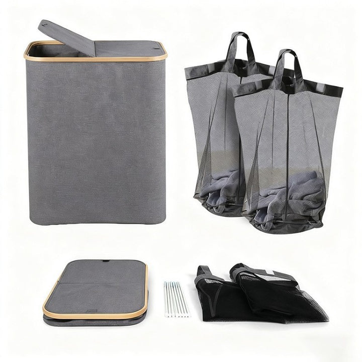 High-quality laundry basket with lid and handle Stornfield
