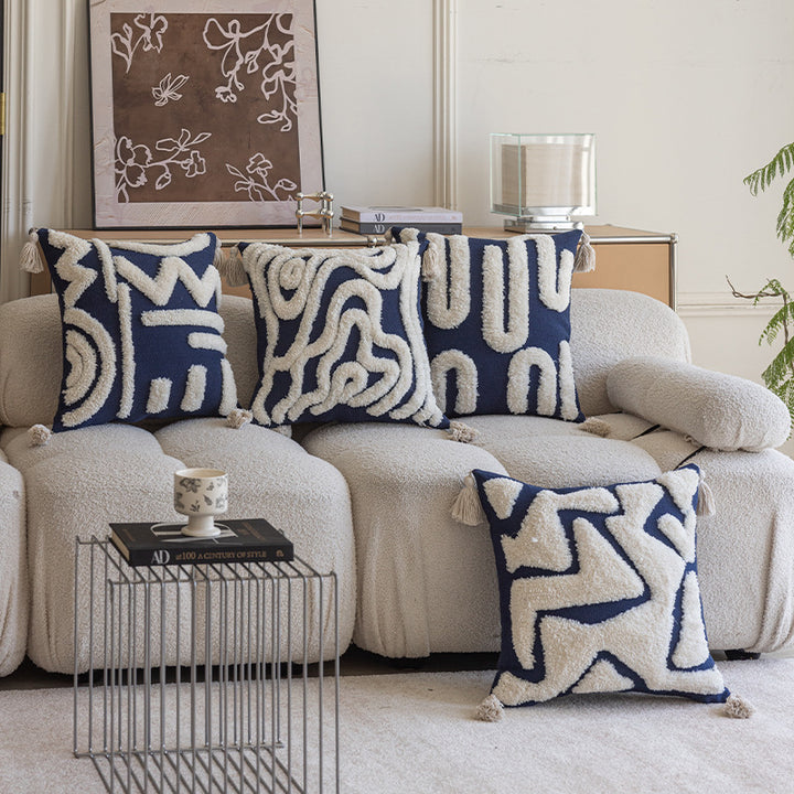 Decorative Tufted Sherpa Accent Throw Pillow with Tassel Corners
