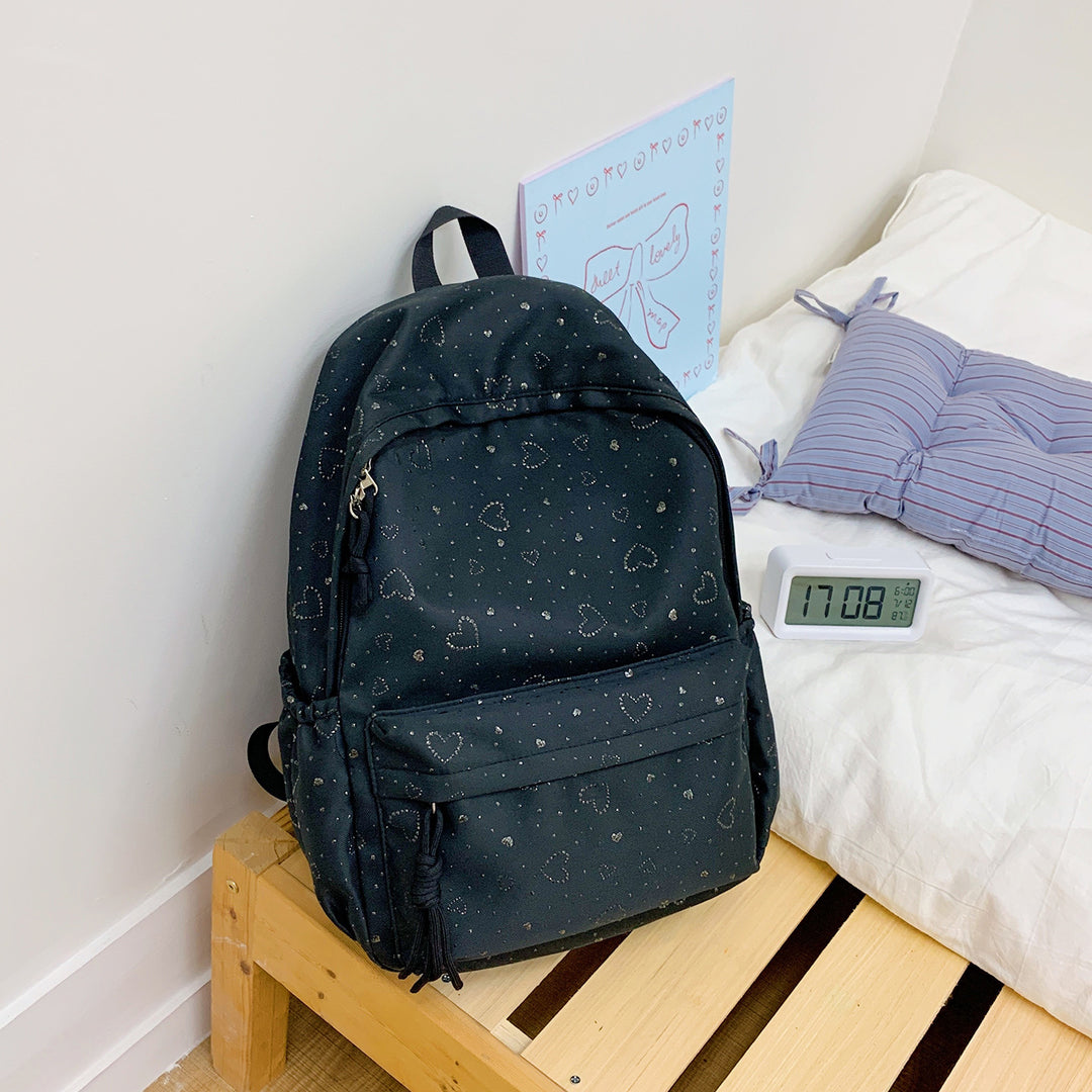 Heart-Patterned School Backpack Stornfield